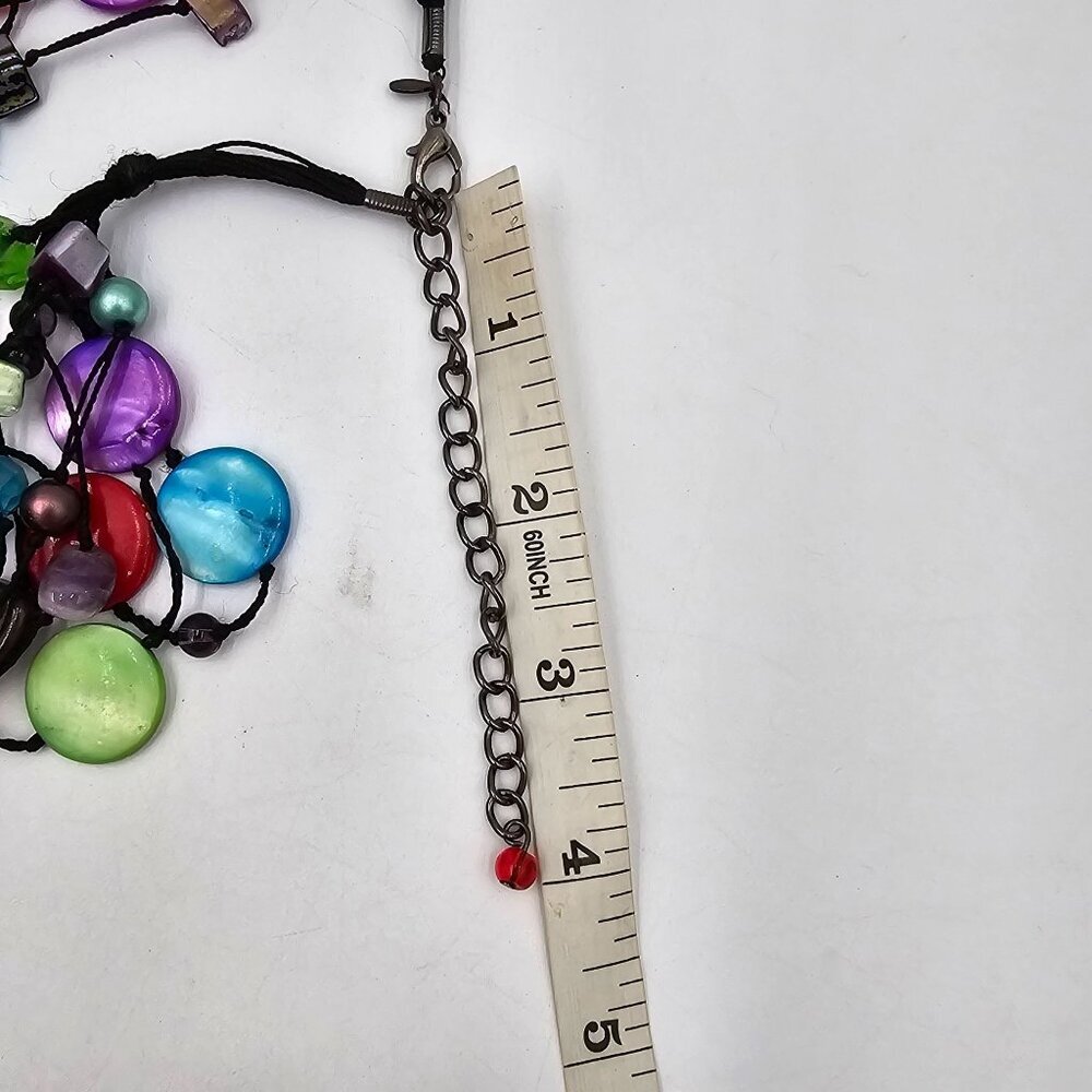 Premier Designs Multicolored Multistrand 24" Necklace Dyed Shell Glass Beads - Picture 10 of 10